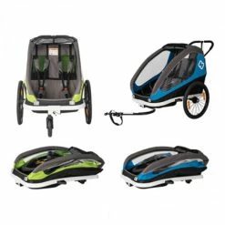 Hamax AS Remorque Vélo Poussette 2 Enfants HAMAX Traveler Bleu -Vélos électriques Soldes remorque velo poussette 1 enfant hamax traveler bleu 2