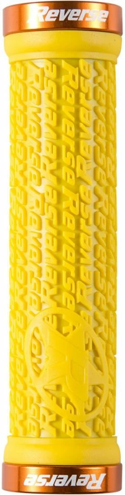 Reverse Components Reverse - Poignées Stamp Lock On Ø30mm X 135mm -Vélos électriques Soldes reverse poignees stamp lock on jaune orange 3840x2160